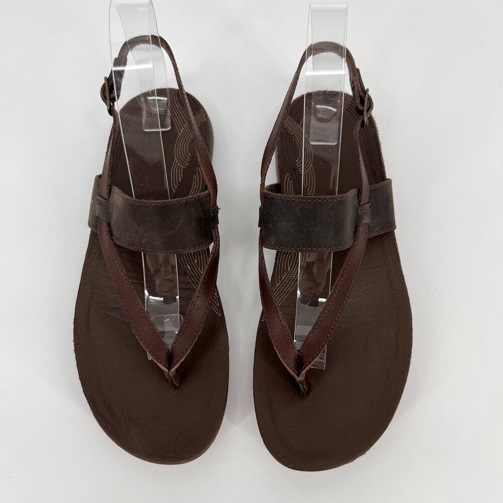 Chaco Maya II Sandal Women 8 / 39 Java Brown Leather Thong Ankle Strap Gladiator - Picture 3 of 8
